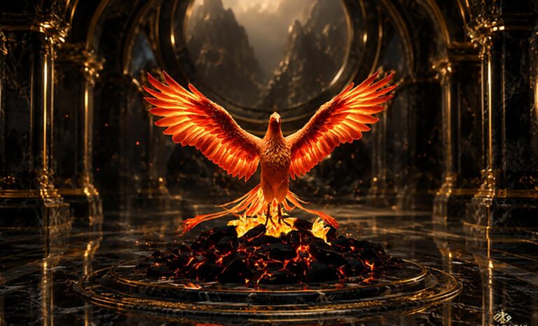 Rising Phoenix Sculpture Fiery Mythical Bird Statue Second Life