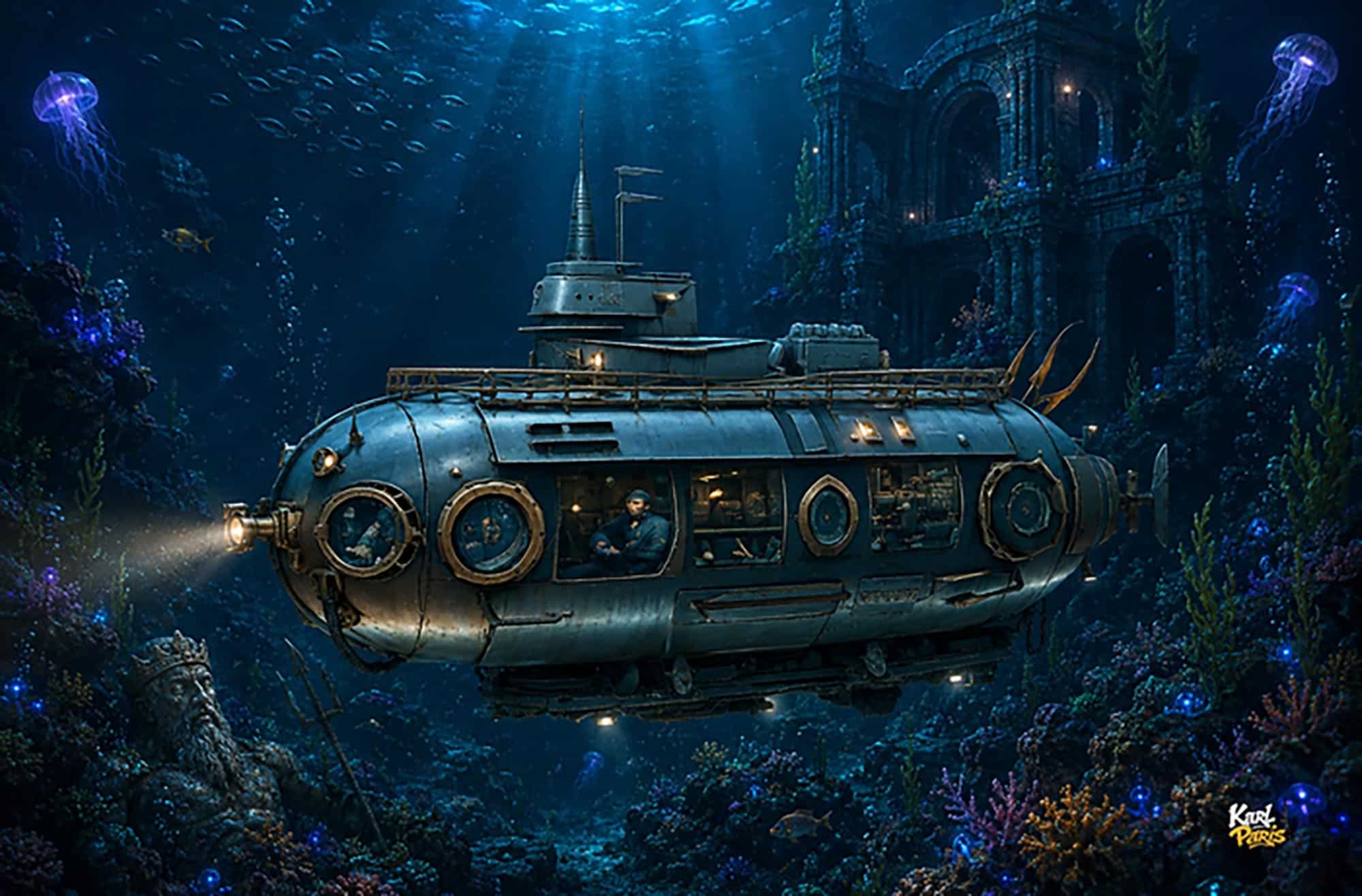 Vintage Deep Sea Submarine Nautical Exploration Vessel Second Life