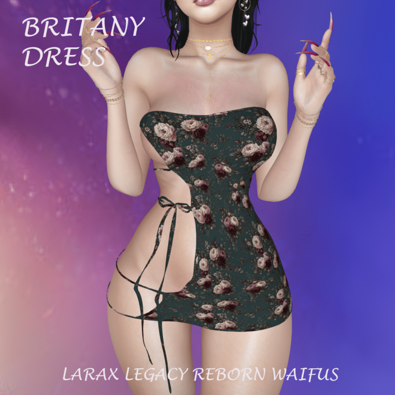 Britany Dress Dark Romantic Dark Green 001 Second Life