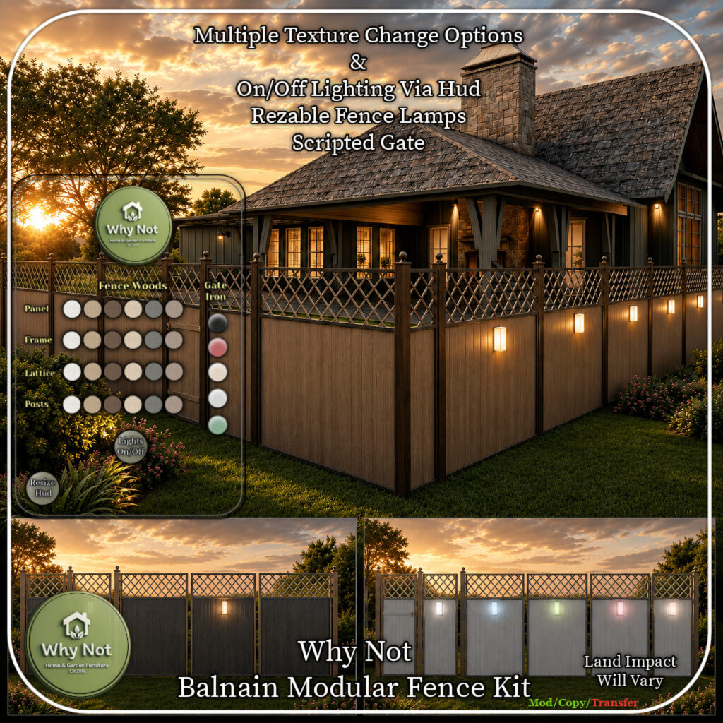 Why Not Balnain Modular Fence Kit Ad Second Life
