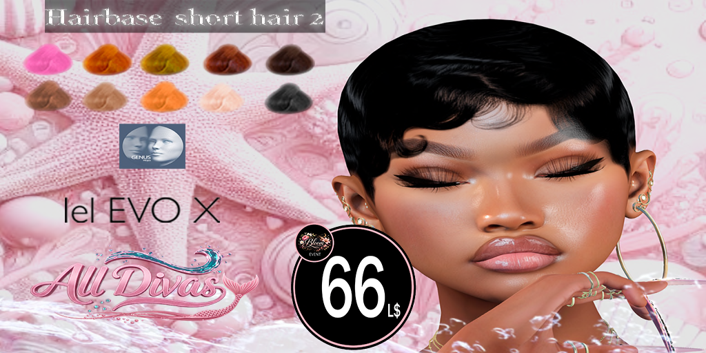 All Divas Hairbase Short Hair 2 Horrana Flores Second Life