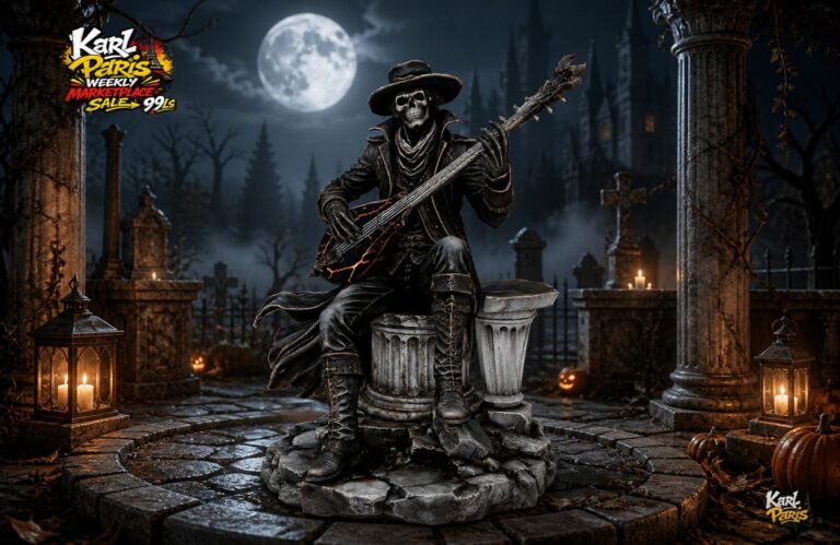 Ballad Of The Bone Bard Halloween Guitarist Statue Second Life
