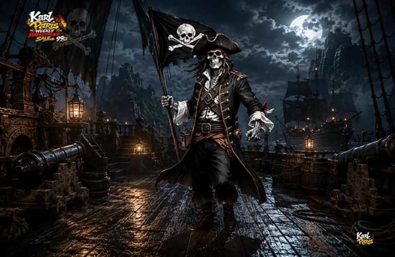 Black Flag Revenant Undead Pirate Captain Sculpture Second Life