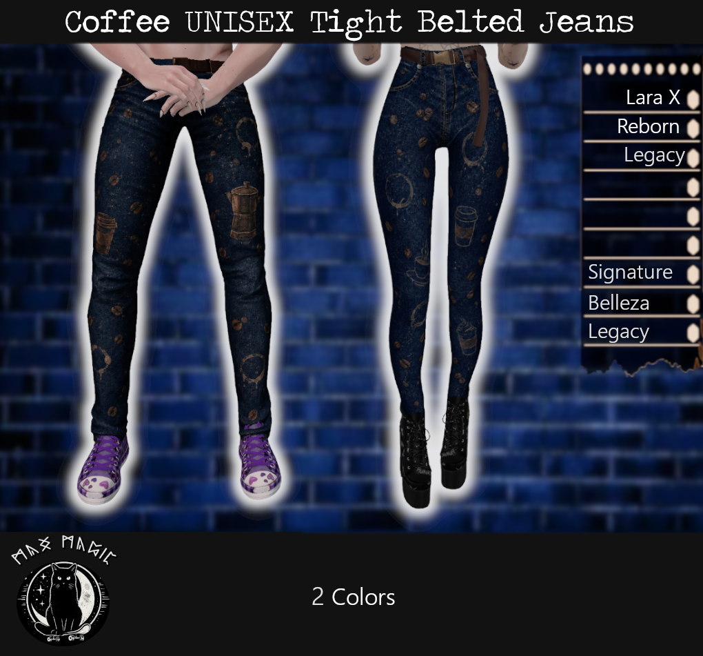 Coffee Unisex Belted Tight Jeans Ad Max Lohden Second Life