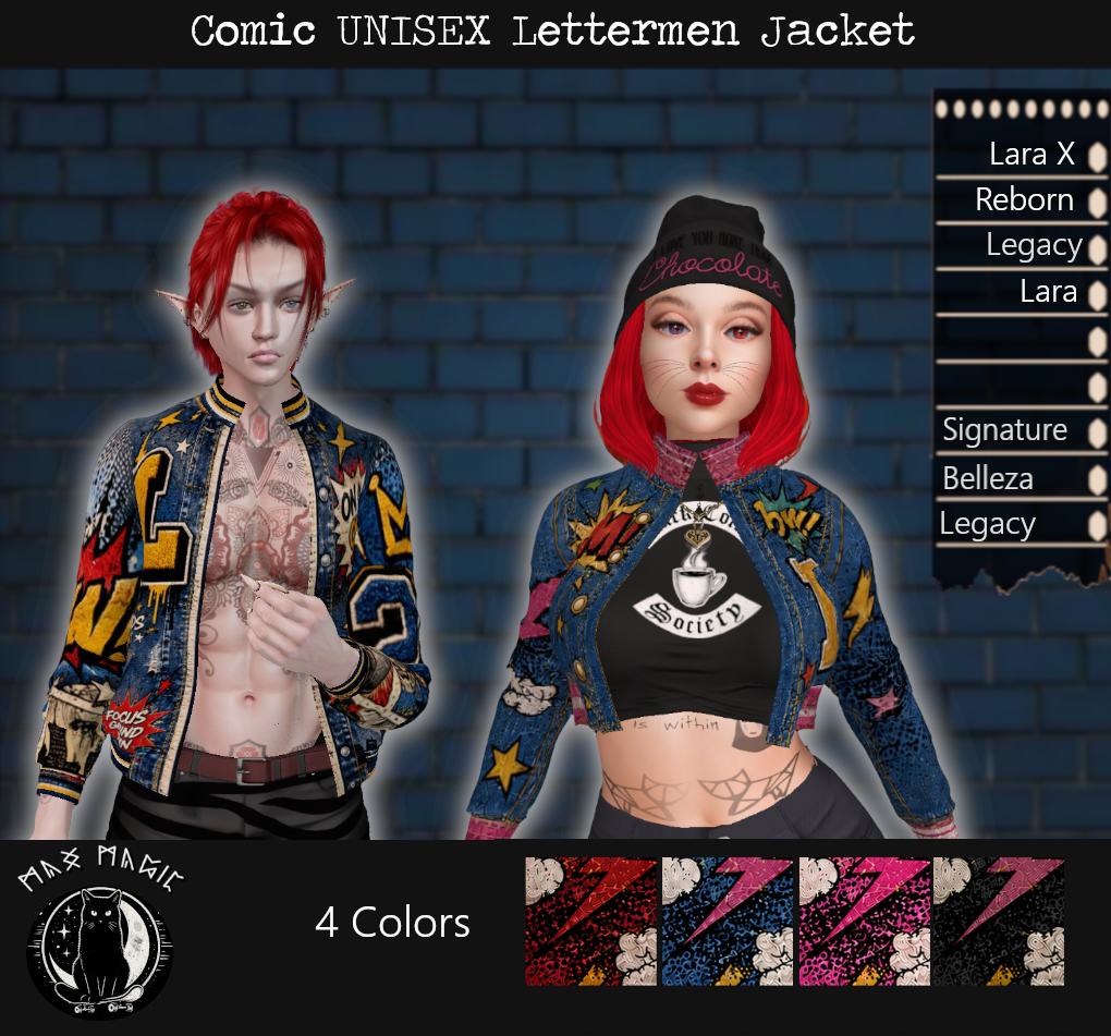 Comic Unisex Lettermen Jacket Ad Max Lohden Second Life