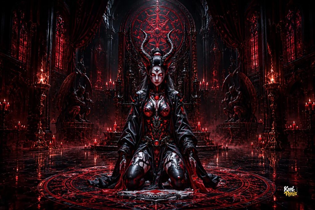 Crimson Abyss Infernal Demon Queen Statue Second Life