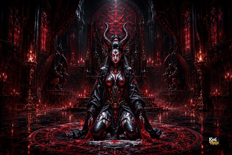 Crimson Abyss Infernal Demon Queen Statue Second Life