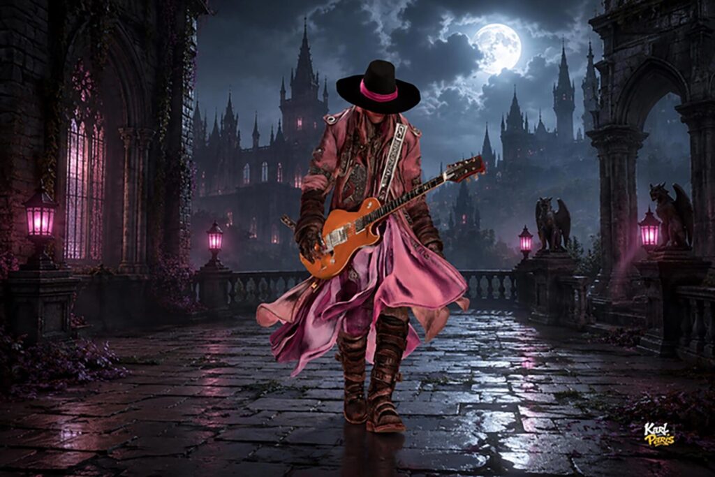 Crimson Wanderer Shadow Guitarist Sculpture Second Life