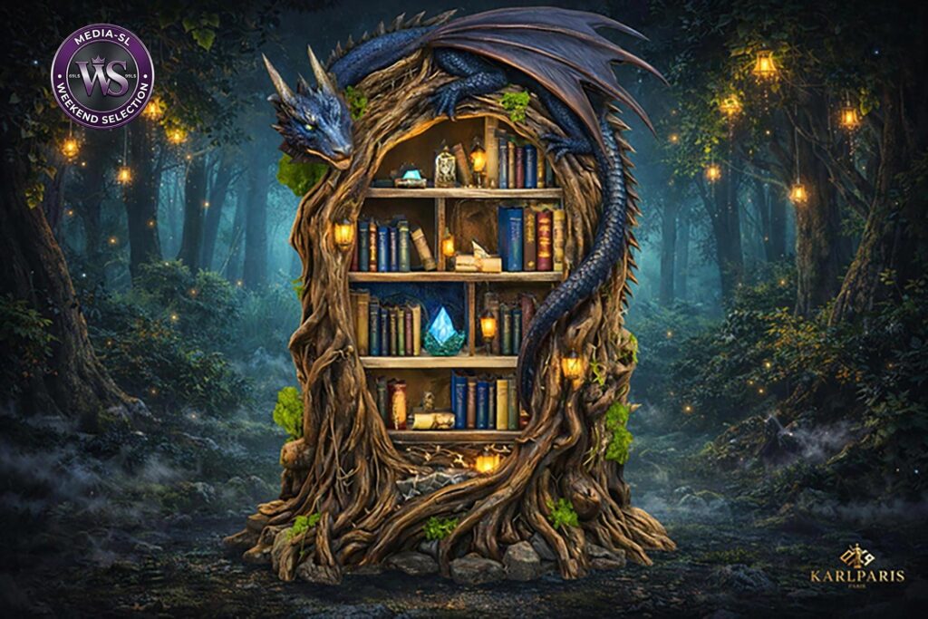 Dragon Library Bookshelf Second Life