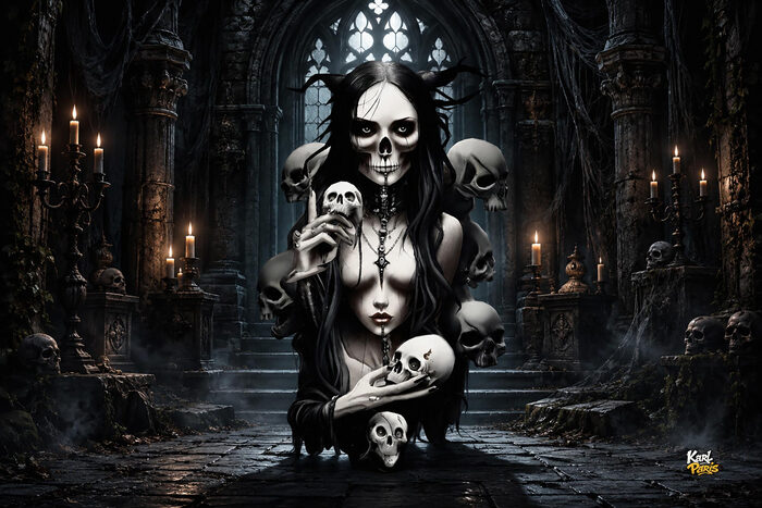Duality Of Death Gothic Skull Goddess Wall Sculpture Second Life