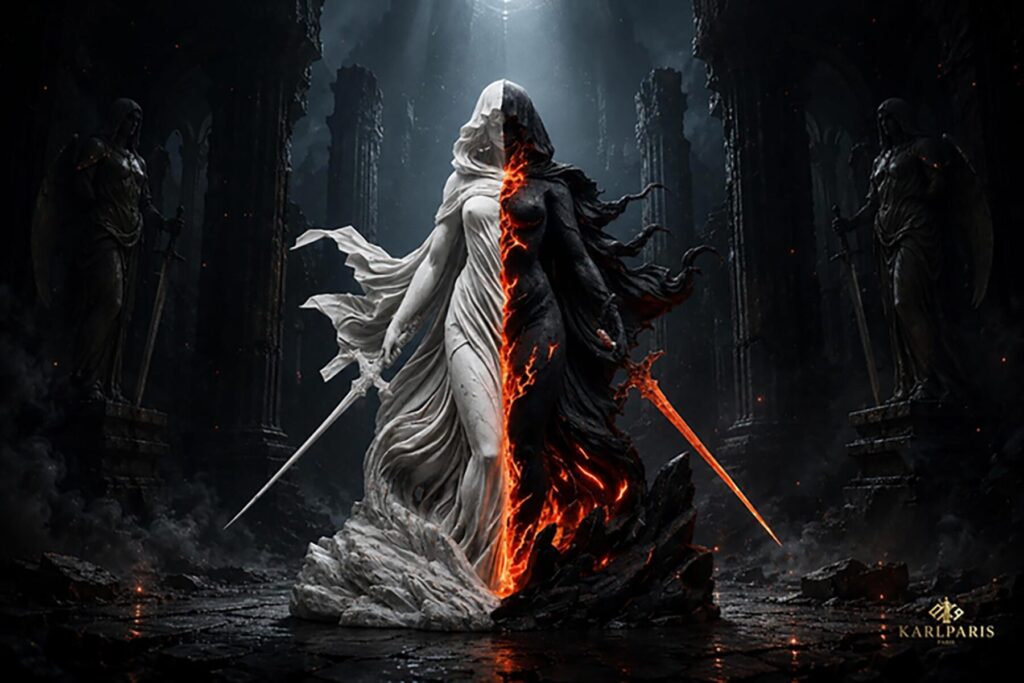 Duality Warrior Artwork Light And Darkness Fantasy Wall Art Second Life