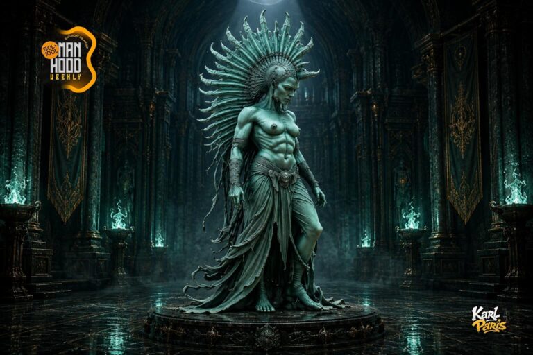Kaelparis Dark Horned Maiden Statue Second Life