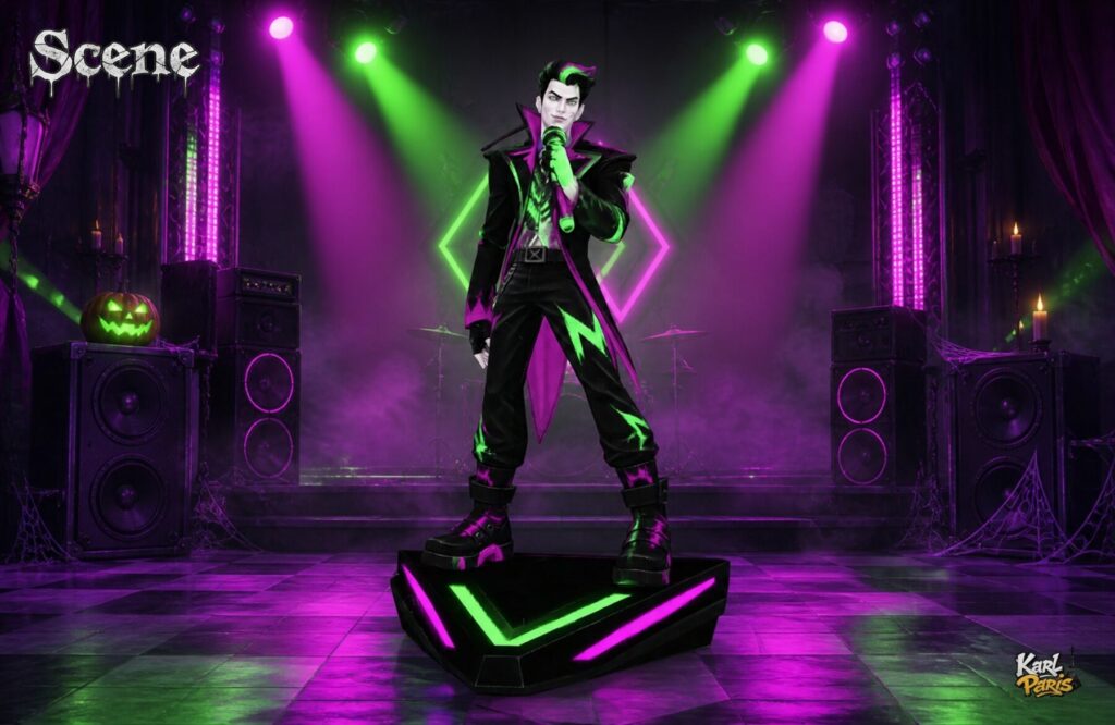 Karlparis Neon Riff Trickster Gothic Cyber Singer Statue Second Life