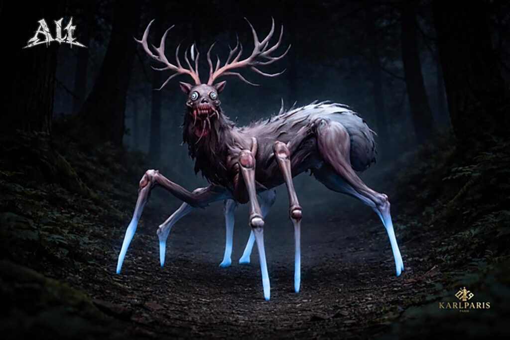 Karlparis Nightmarish Stag Abomination Eldritch Deer Horror Dark Fantasy Creature Second Life