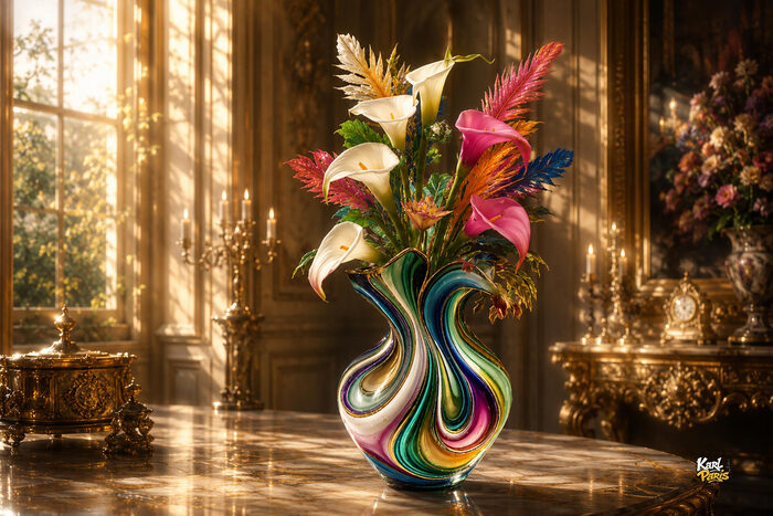 Karlparis Prismatic Calla Elegance Artistic Floral Vase Decor Second Life