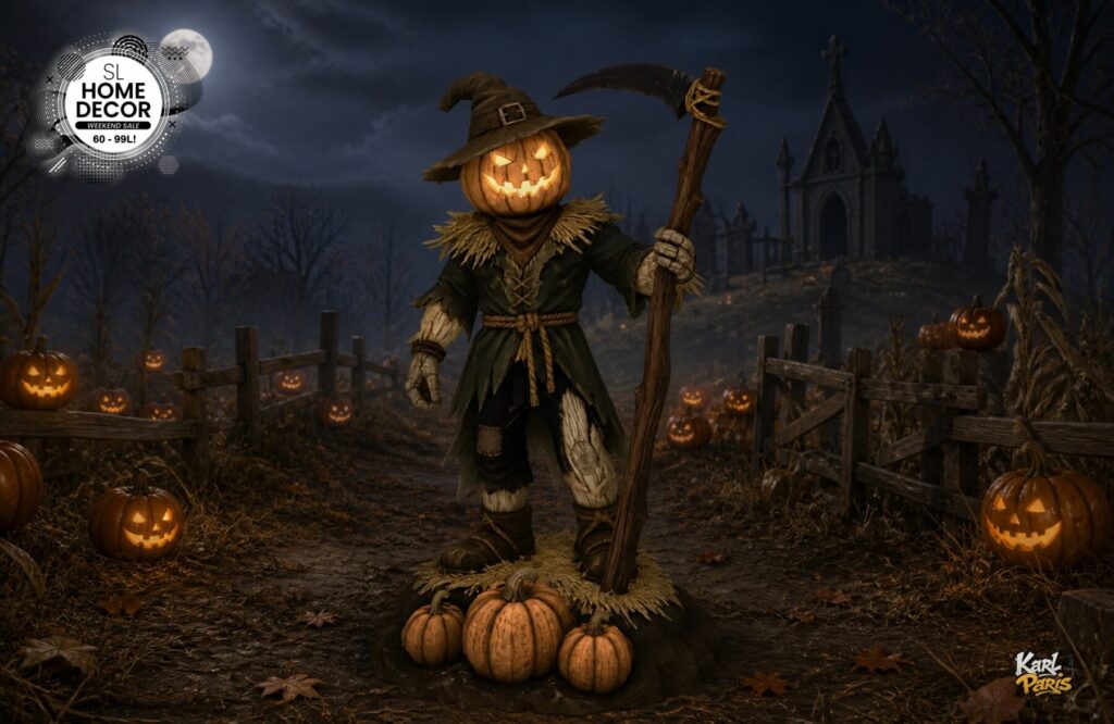 Karlparis Pumpkin Reaper Halloween Scarecrow Decor Second Life