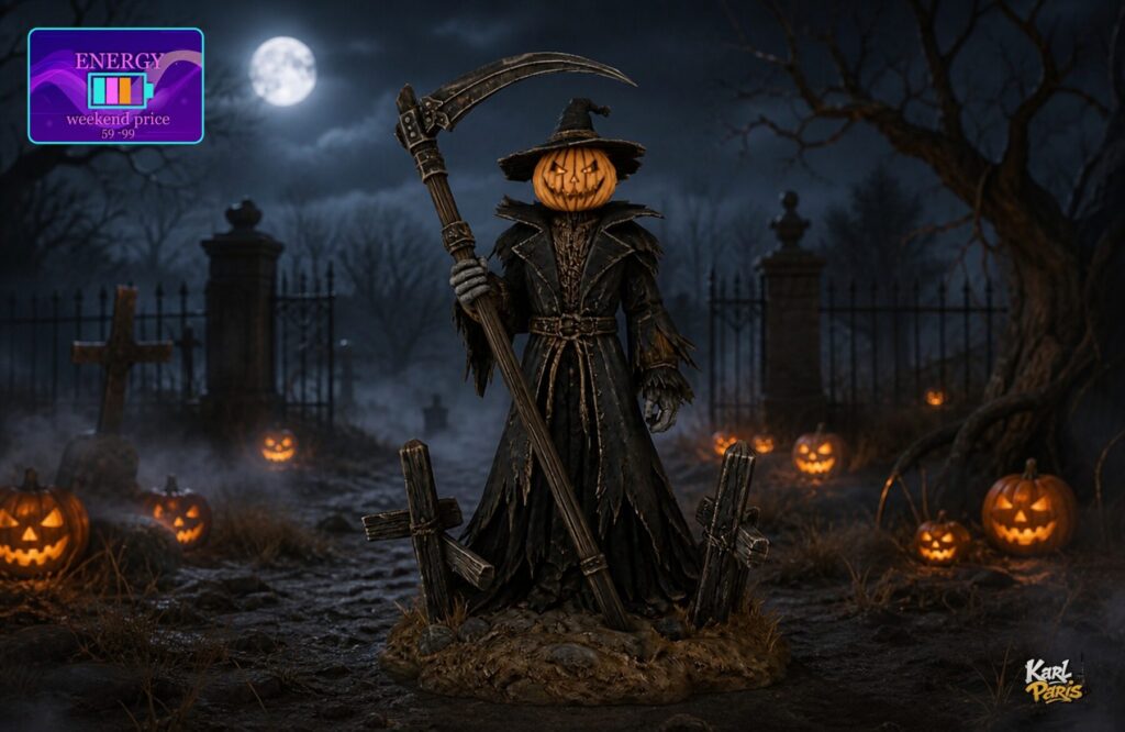 Karlparis Pumpkin Reaper Halloween Scarecrow Statue Second Life