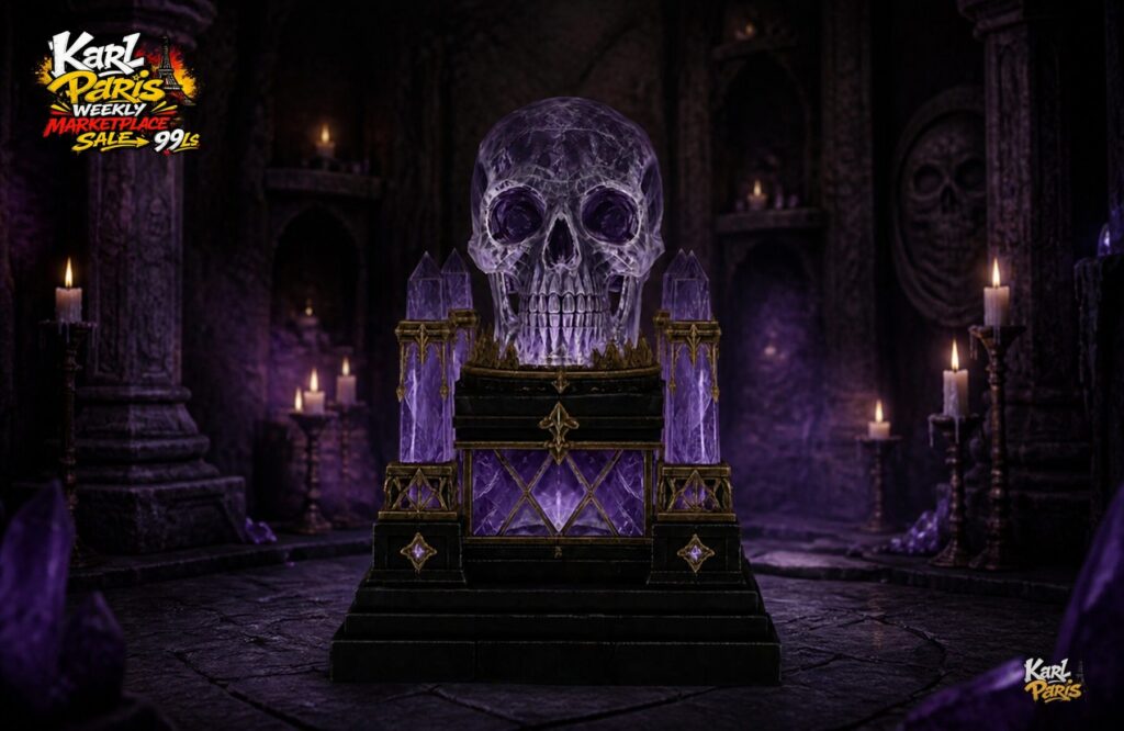 Karlparis Purple Crystal Skull Shrine Gothic Halloween Decor Second Life