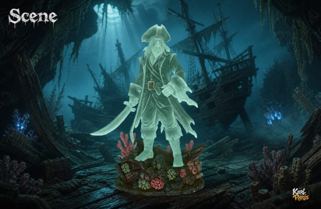 Karlparis Spectral Pirate Captain Ghost Ship Statue Second Life