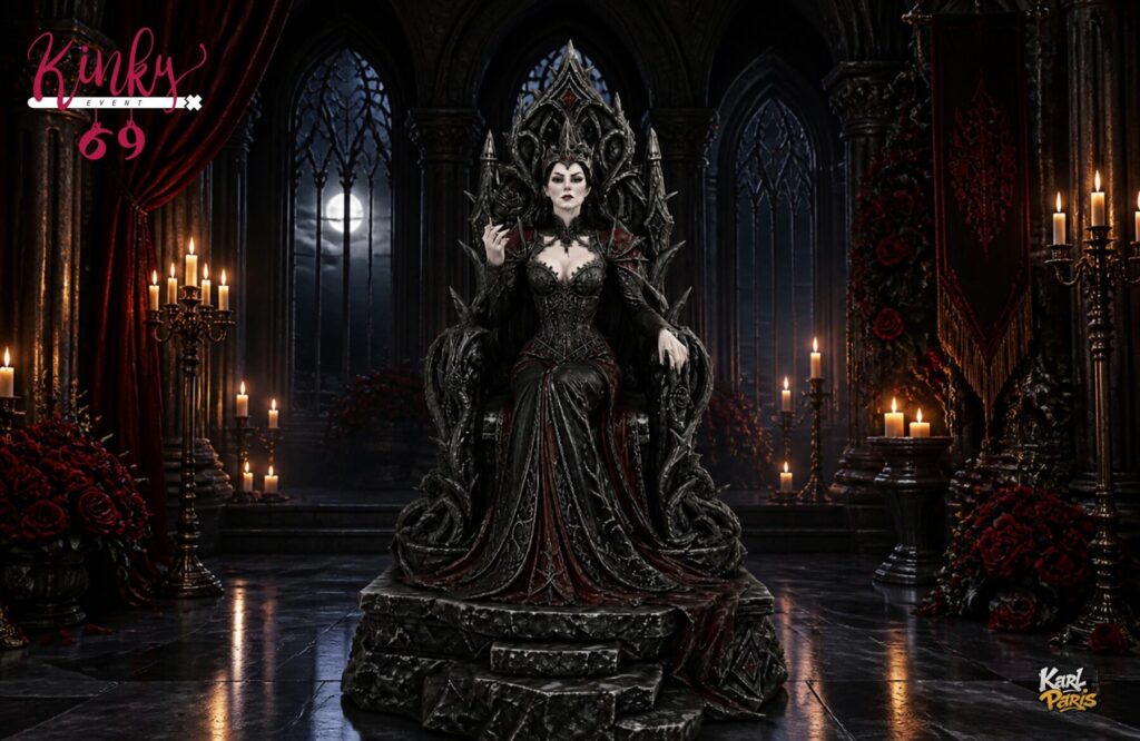 Karlparis Thorned Rose Queen Gothic Vampire Throne Statue Second Life