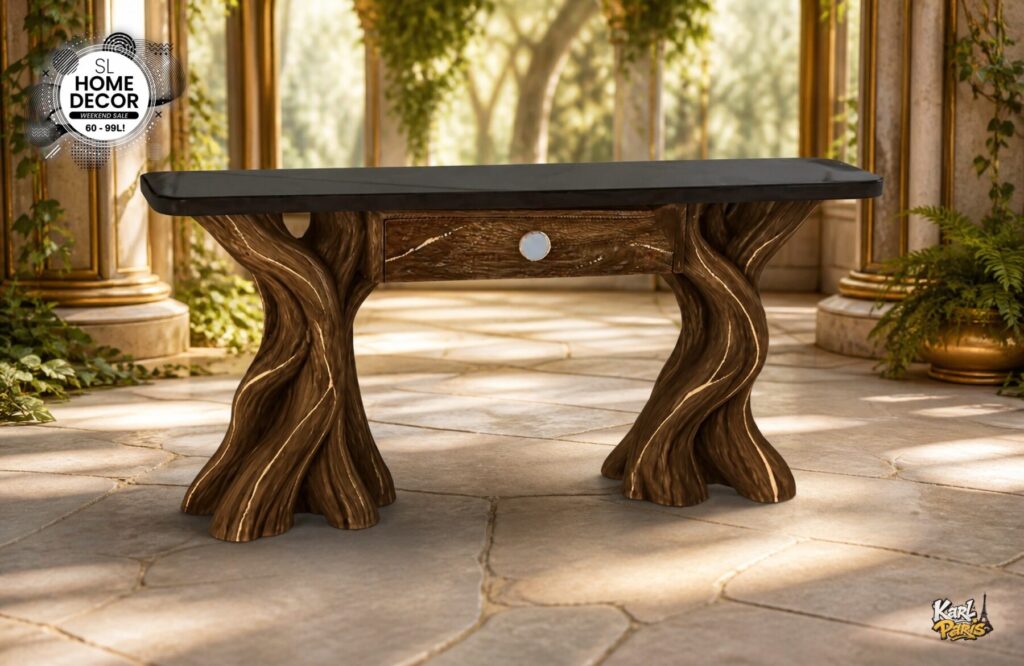 Karlparis Twisted Timber Console Enchanted Wood Fantasy Table Decor Second Life