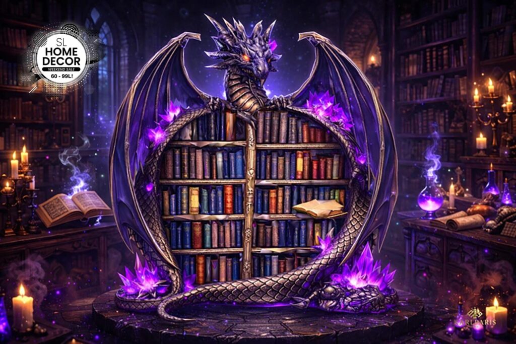 Karlparis Dragon Library Bookshelf Second Life