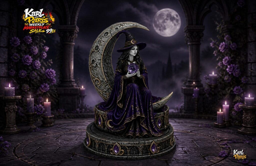 Lunar Enchantress Gothic Moon Witch Statue Second Life
