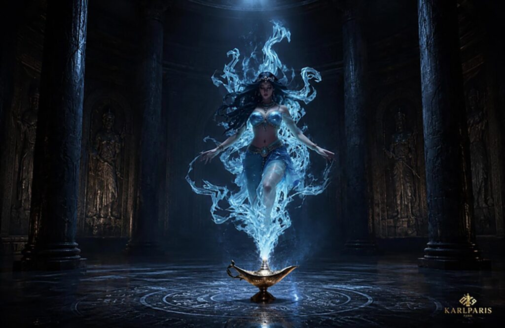 Mystic Genie Spirit Magical Fantasy Lamp Sculpture (2) Second Life