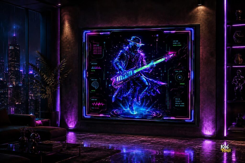 Neon Rift Musician Cyberpunk Holographic Wall Art (1) Second Life