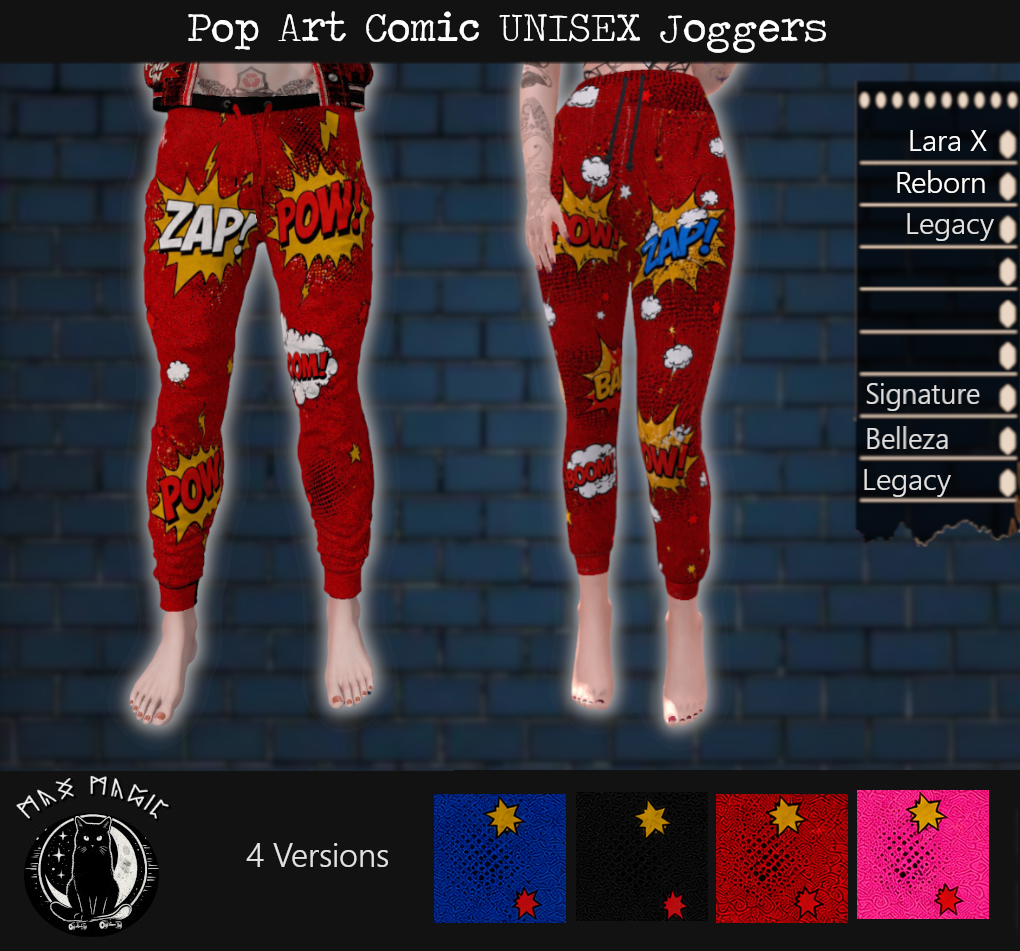 Pop Art Comic Unisex Joggers Ad Max Lohden Second Life