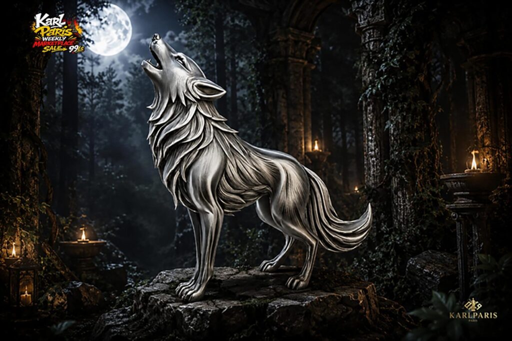 Silver Howling Wolf Mystical Spirit Animal Sculpture 2 Second Life
