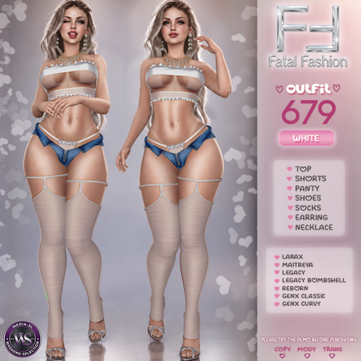 99l Fatal Fashion Outfit 679 White Second Life