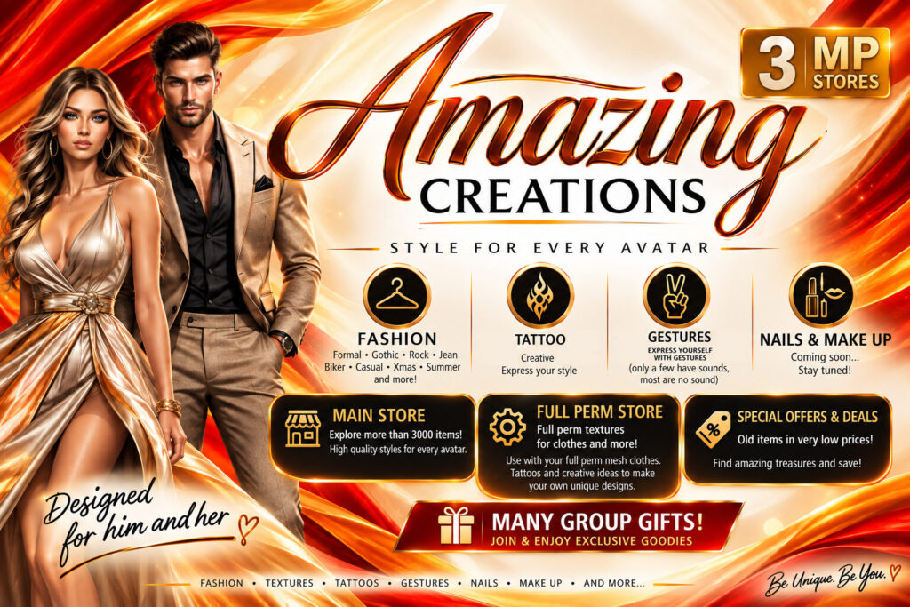Amazing Creations, One Brand Three Marketplace Stores 2026 New Logo Second Life
