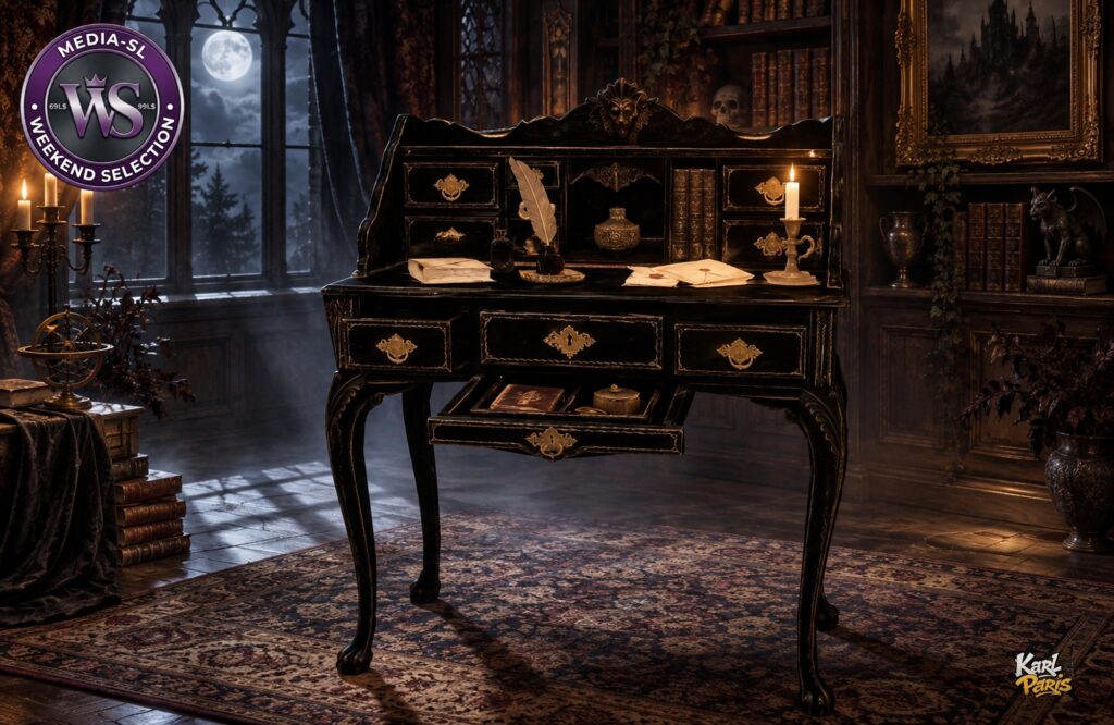 Karlparis Midnight Correspondence Gothic Writing Desk Halloween Decor Second Life