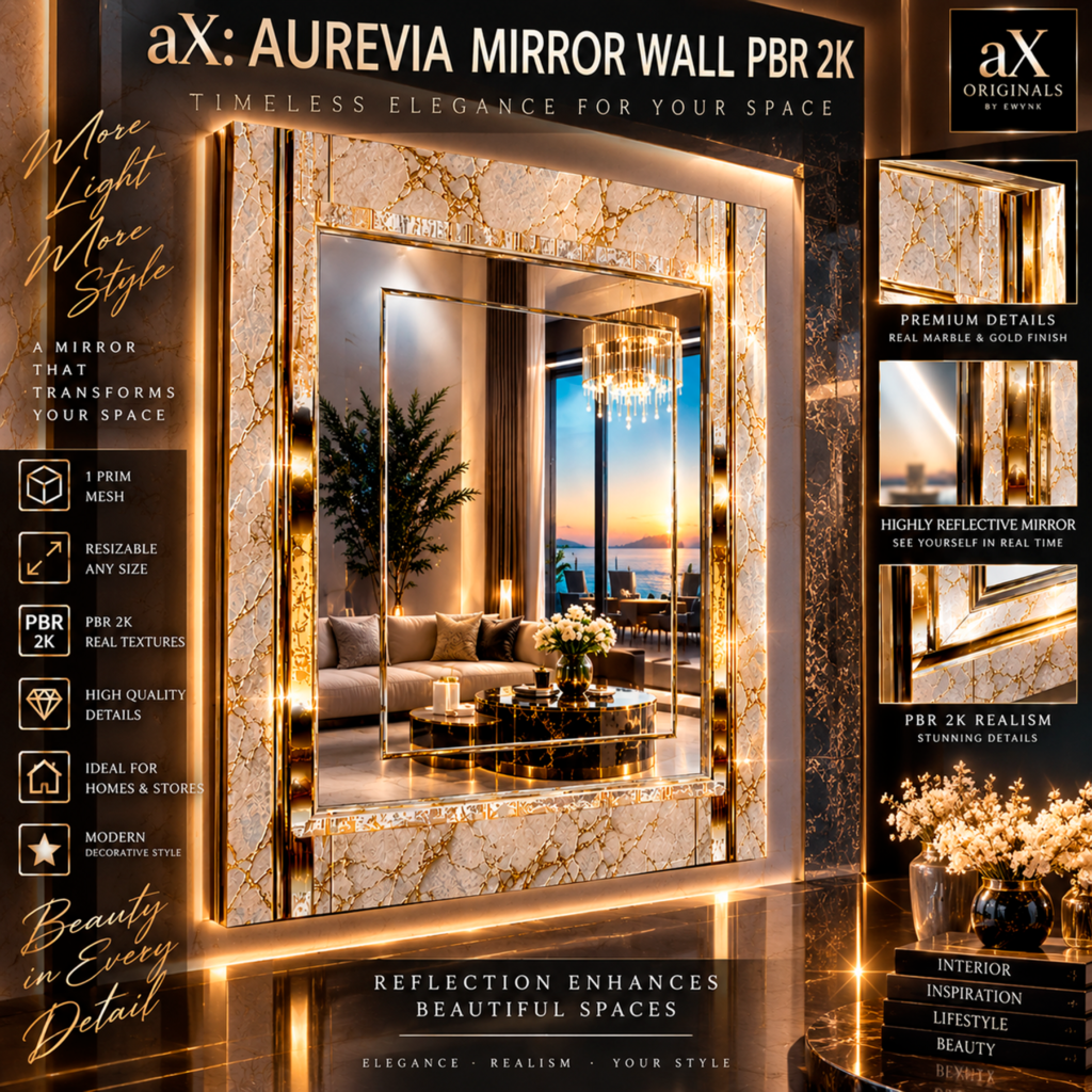 Aurevia Mirror Wall Pbr 2k 2048 Ewynk Bcn Second Life