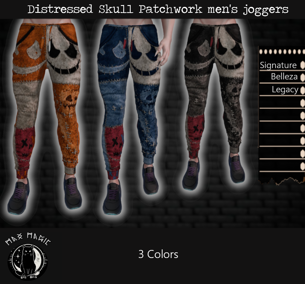 Distressed Skull Patchwork Men S Joggers Ad Max Lohden Second Life