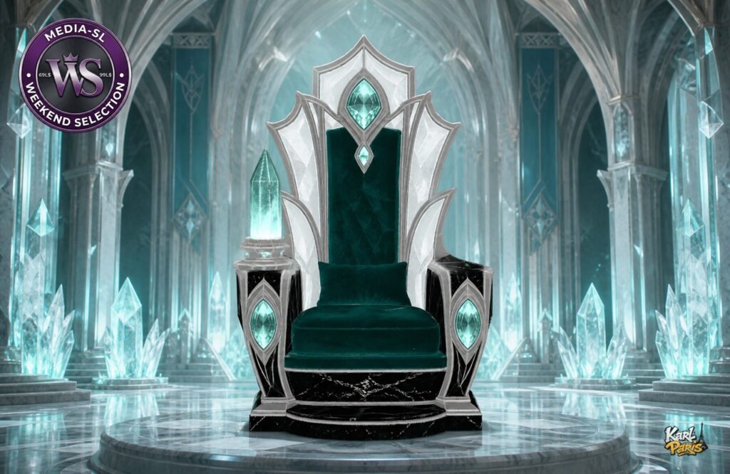 Emerald Crystal Throne Fantasy Royal Chair 2 Second Life