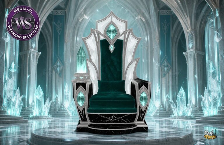 Emerald Crystal Throne Fantasy Royal Chair 2 Second Life