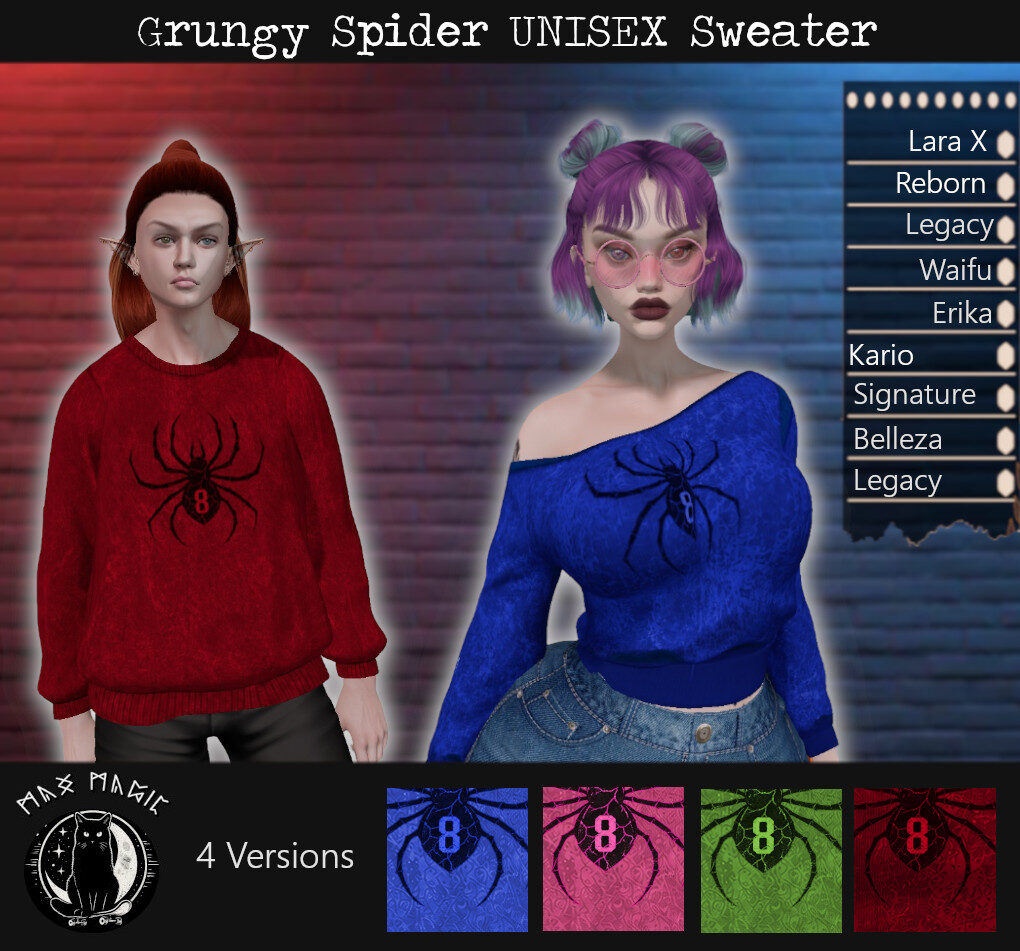 Grungy Spider Unisex Sweater Ad Max Lohden Second Life
