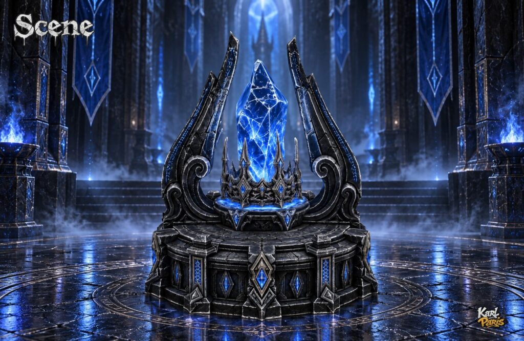 Karlparis Azure Obsidian Throne Blue Crystal Fantasy Decor Second Life