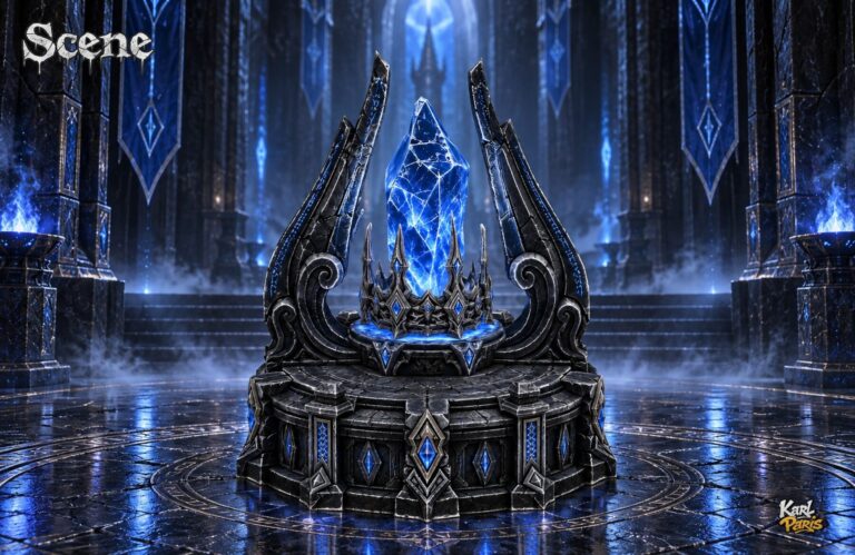 Karlparis Azure Obsidian Throne Blue Crystal Fantasy Decor Second Life