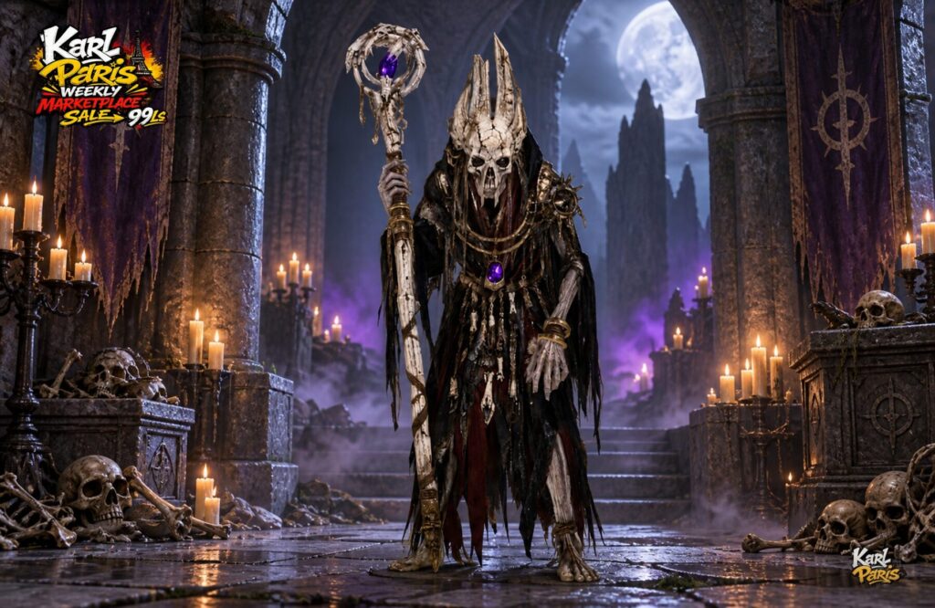 Karlparis Bone Scepter Lich Statue Halloween Decor Second Life