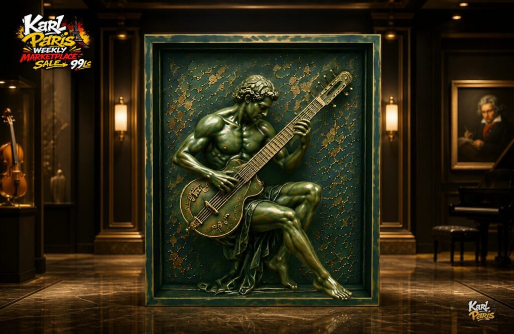 Karlparis Bronze Lutenist Wall Art Classical Music Decor Second Life