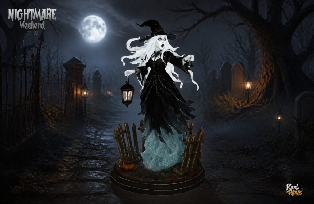 Karlparis Candlelit Witch Of The Haunted Gate Gothic Halloween Statue 1 Second Life