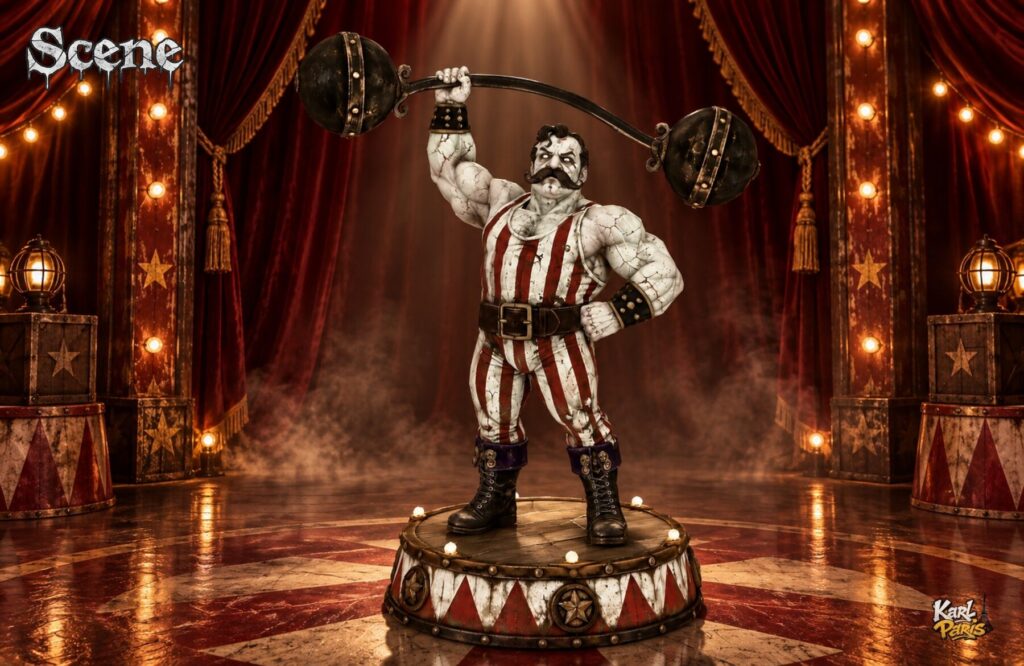 Karlparis Circus Strongman Statue Vintage Halloween Decor Second Life