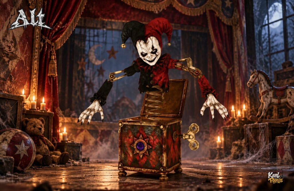 Karlparis Clockwork Harlequin Music Box Halloween Decor Second Life
