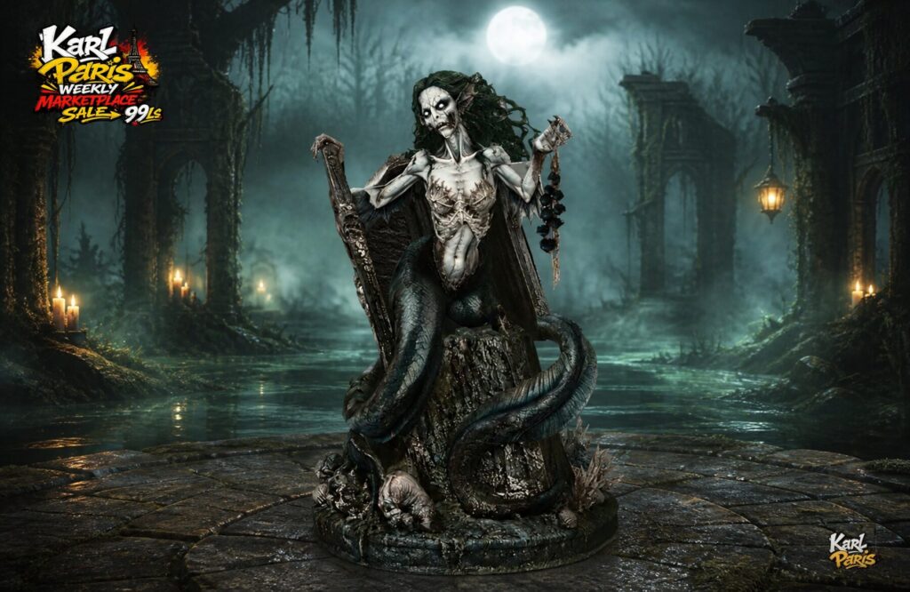 Karlparis Drowned Siren Throne Gothic Halloween Mermaid Statue 1 Second Life