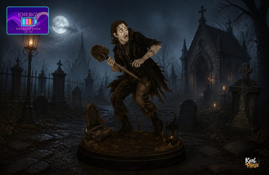 Karlparis Frightened Gravedigger Gothic Halloween Statue Second Life