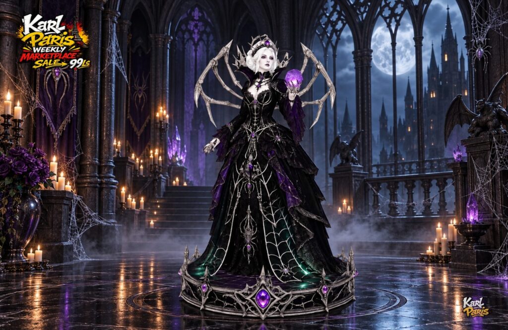 Karlparis Gothic Spider Queen Statue Halloween Web Decor Second Life