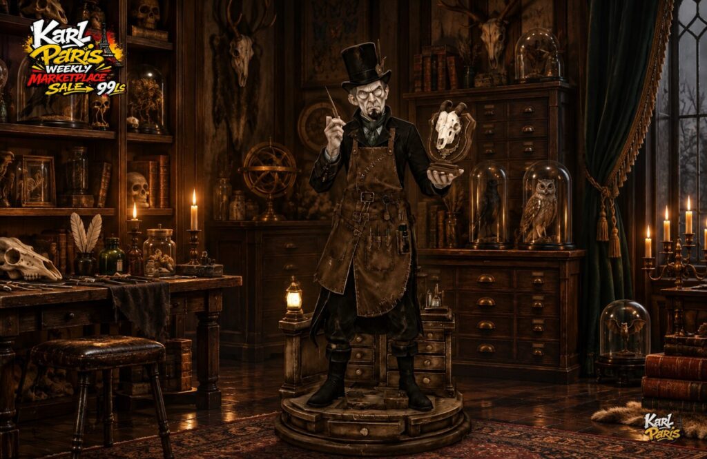 Karlparis Gothic Taxidermist Statue Halloween Skull Decor Second Life